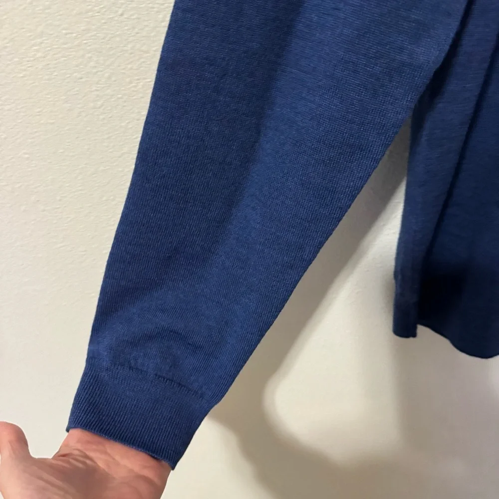 Bonobos Extra Fine Merino Wool V Neck Pullover Sweater Blue Preppy Academia-L